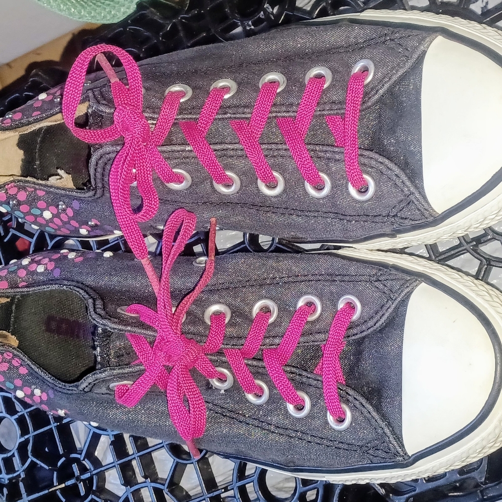 Blue sparkled Chuck Taylors